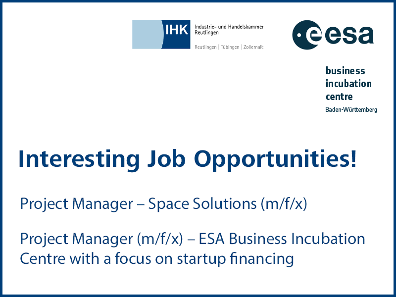 Job openings at ESA BIC Baden-Württemberg